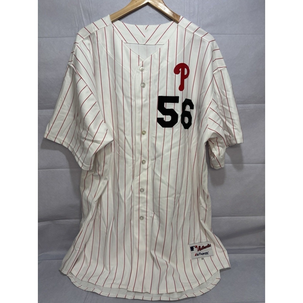 Philadelphia Phillies Jersey White Pinstripes Majestic Men's 56 QUALITY Vintage